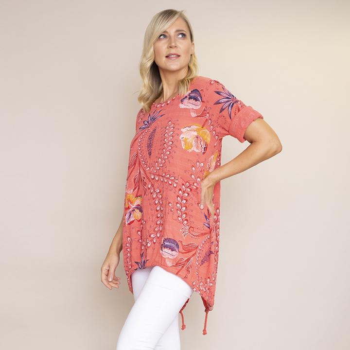 Lily Cotton Top (Coral)