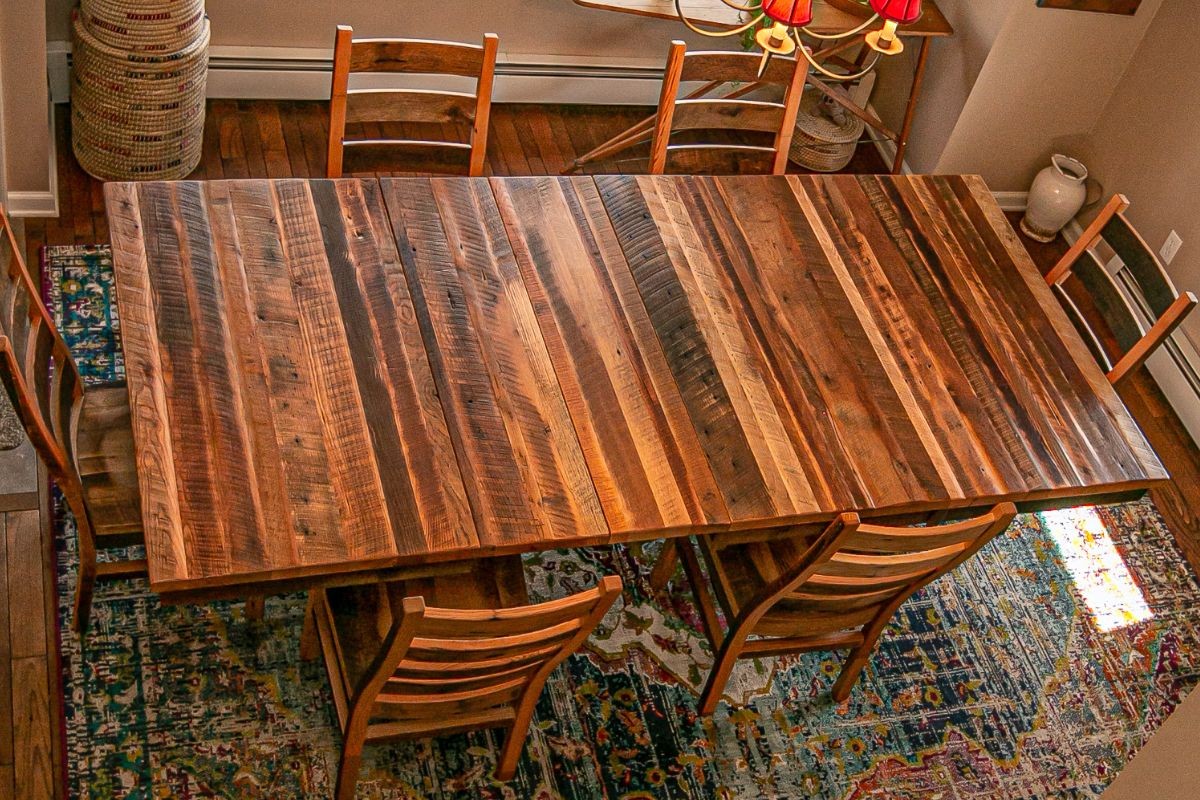 reclaimed wood dining table for 6
