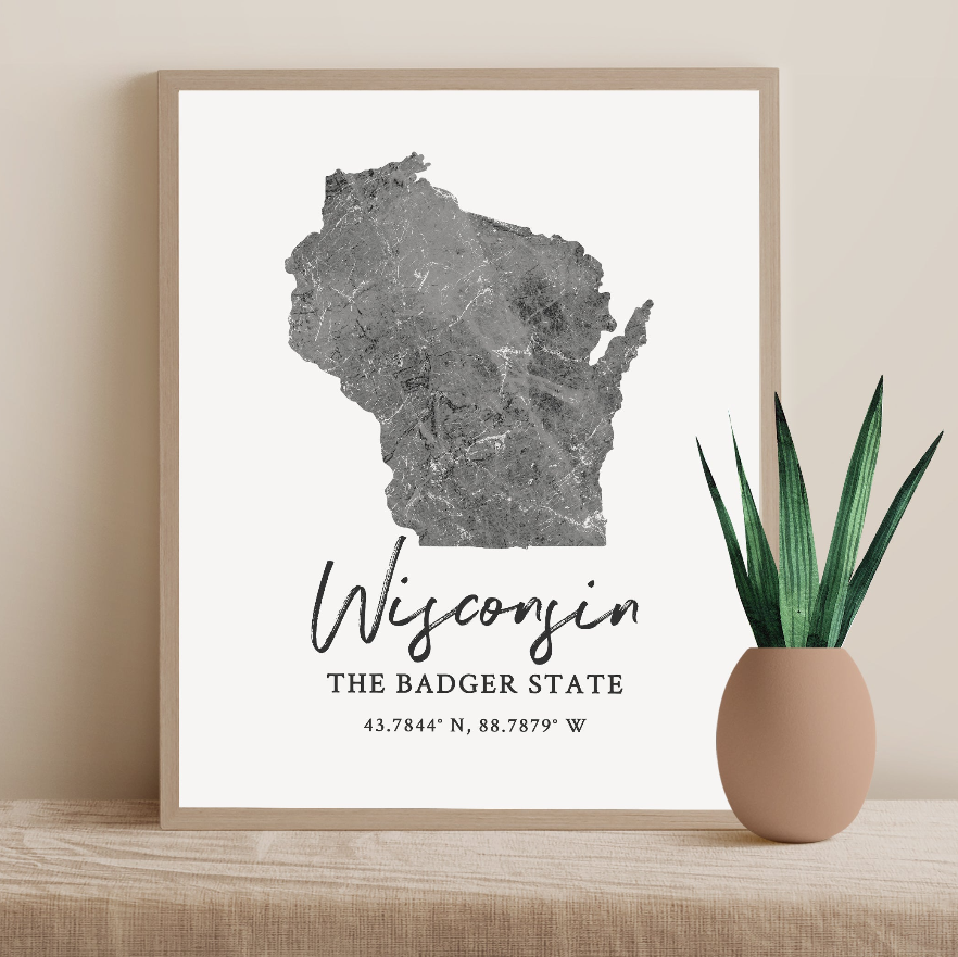 Wisconsin State Map Silhouette print