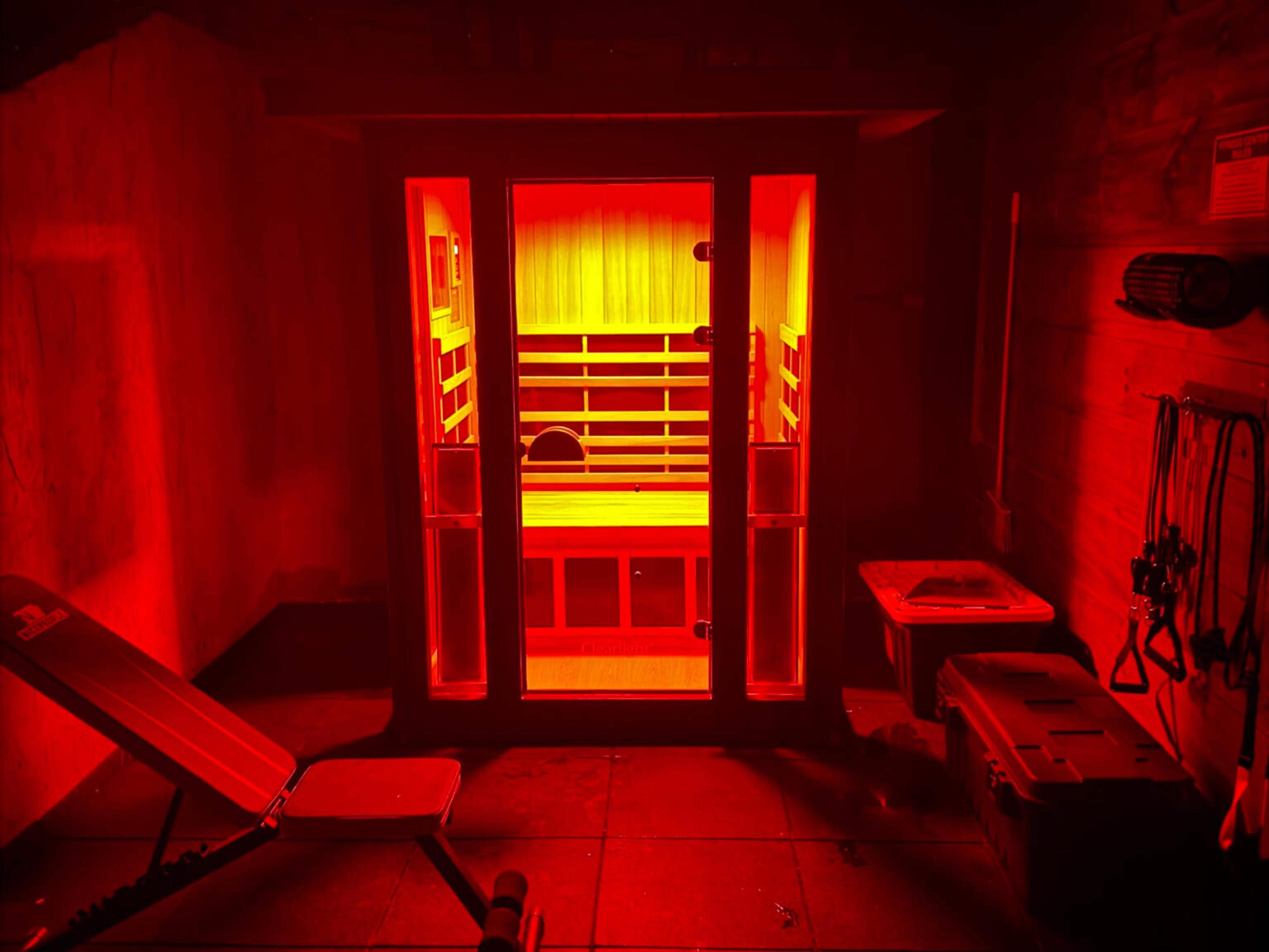 2-person outdoor infrared sauna.