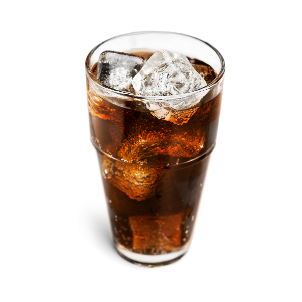 glass of soda with ice