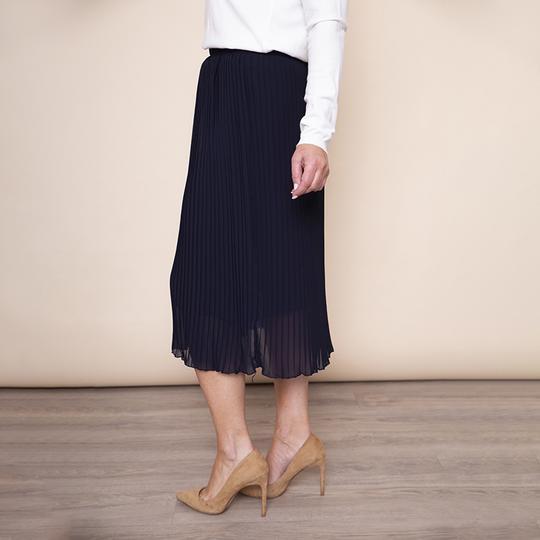 Long Pleat Skirt in Navy
