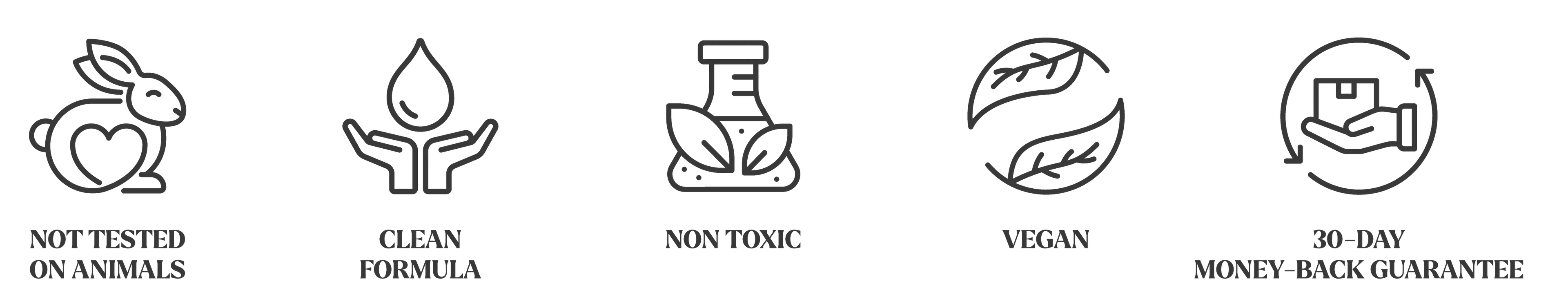 1. The image shows a set of icons representing various attributes of a product