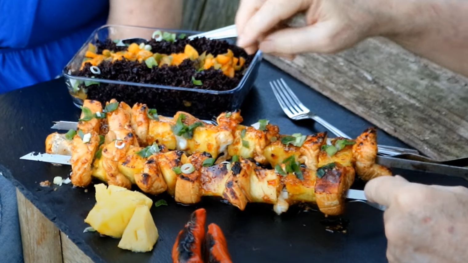 Grilled Fish Skewers with Honey Rum Glaze