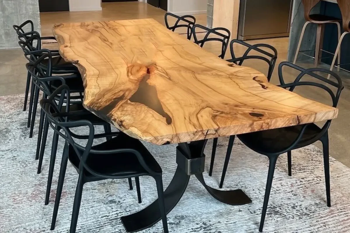 Modern Maple Live Edge Dining Table