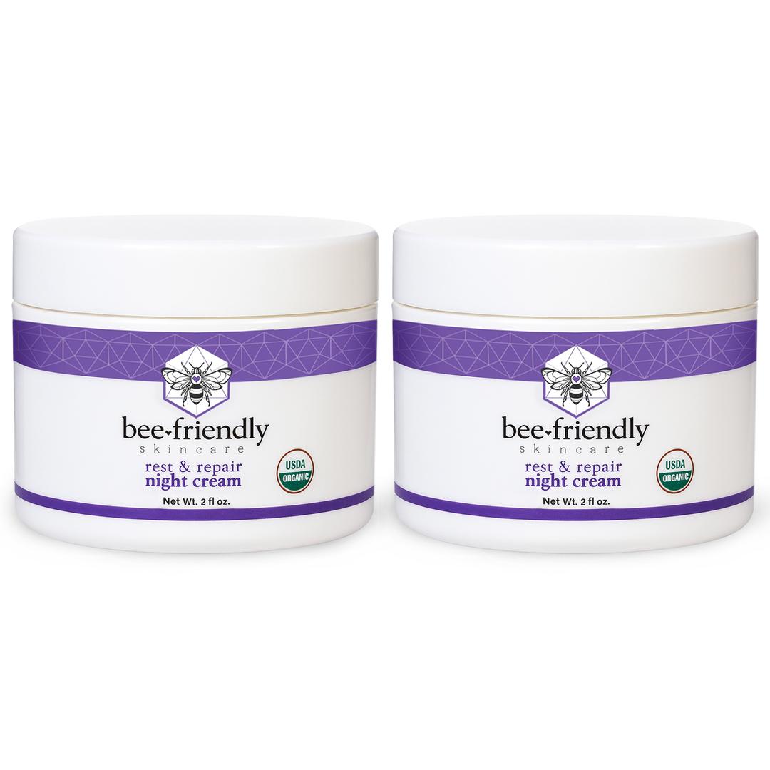 Certified Organic Night Cream, Deep Hydrating & Moisturizing Night Time Eye, Face, Neck & Decollete Cream 2 oz
