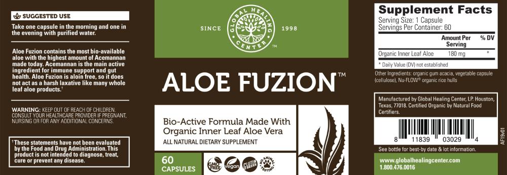 Global Healing Aloe Fuzion Bottle Label