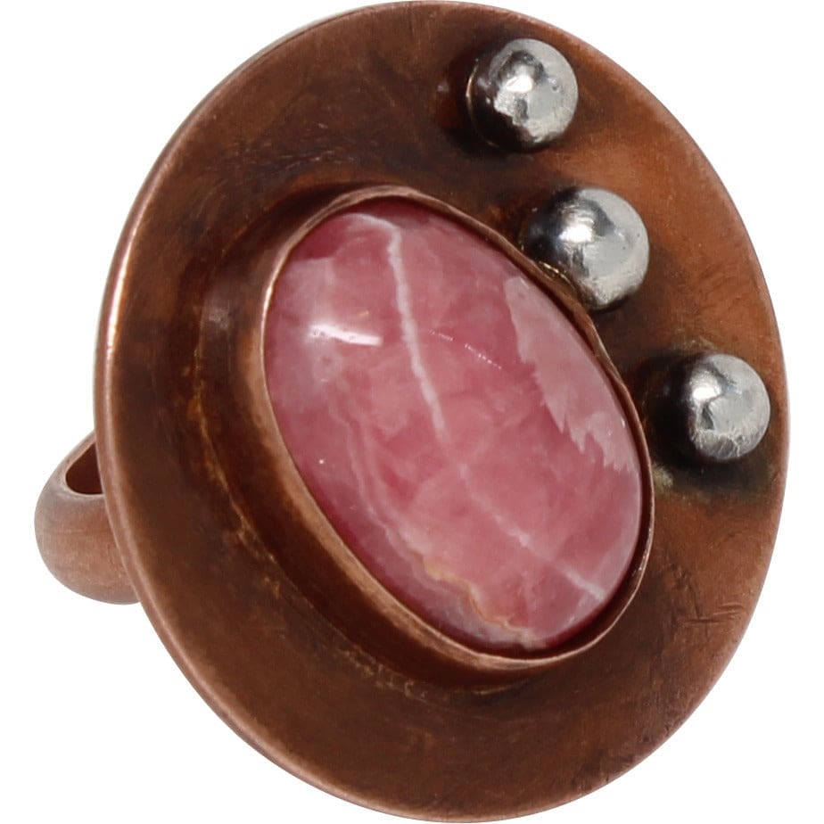 Mixed Metal Rhodochrosite Cocktail Ring by Junebug Jewelry Designs