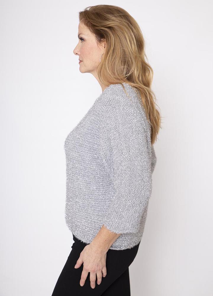 Glitter Round Neck Jumper in Silver