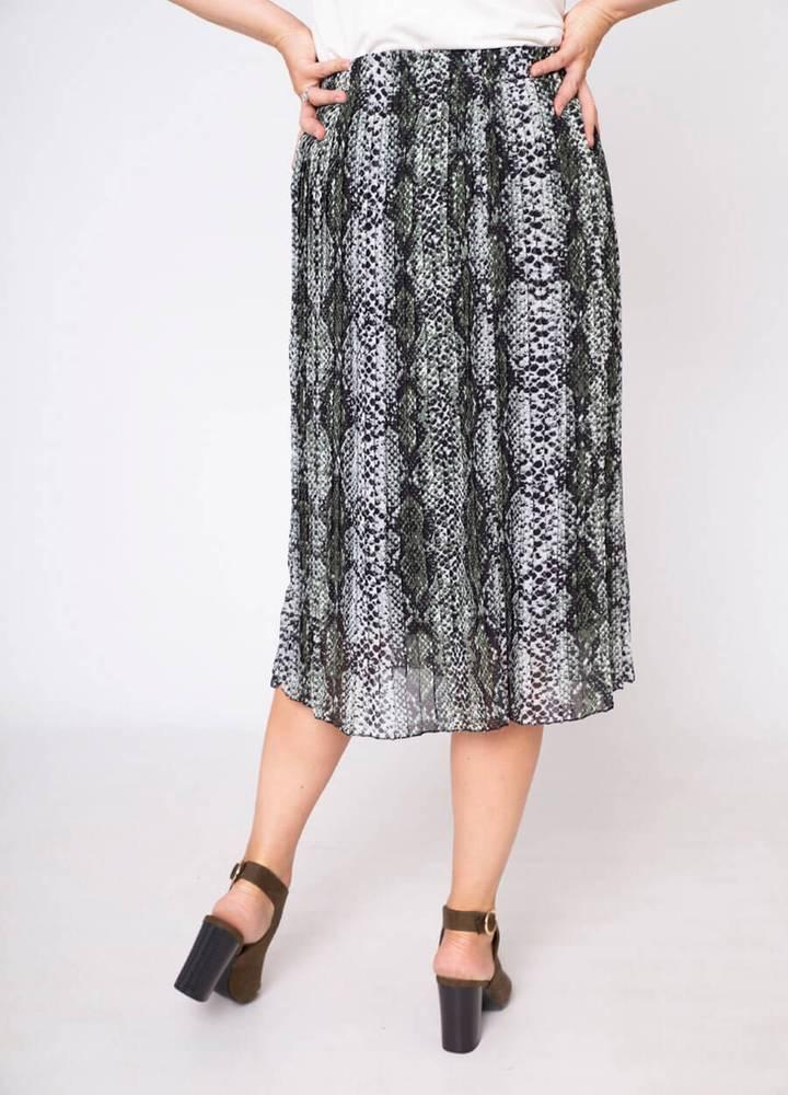 Snake Print Pleat Skirt
