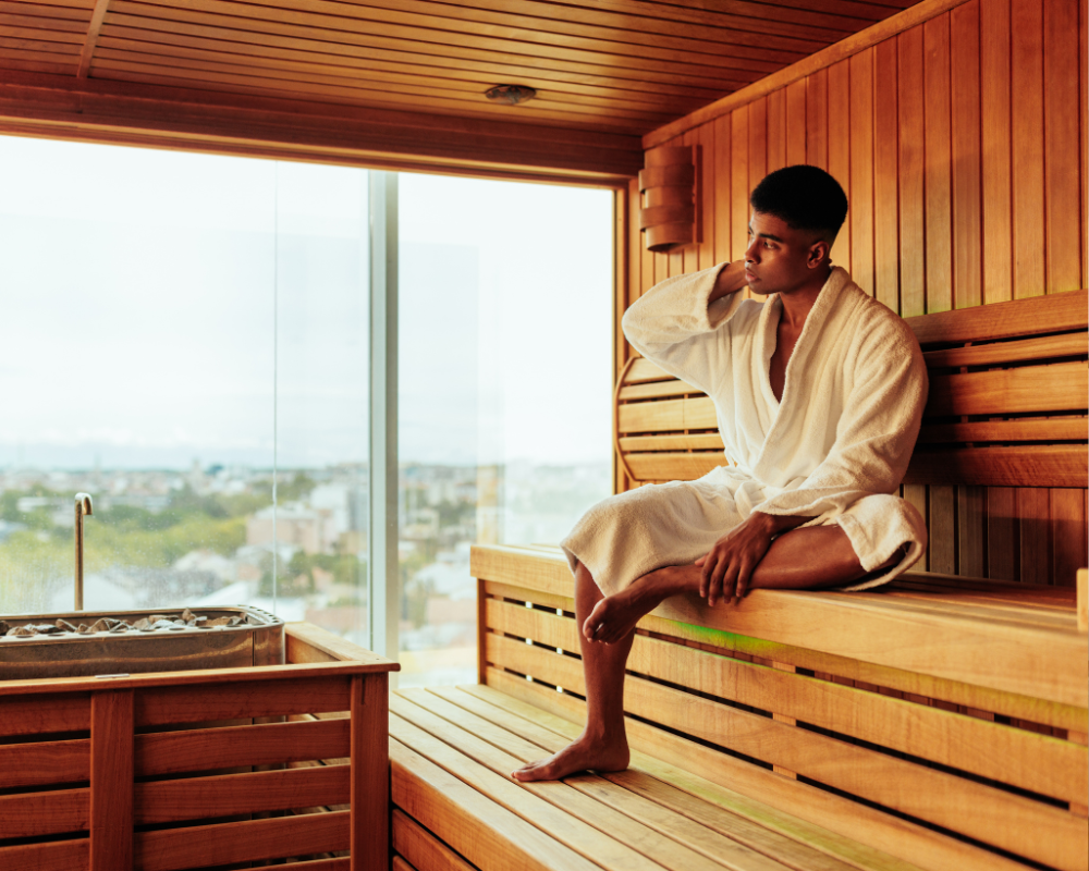 A man in a sauna