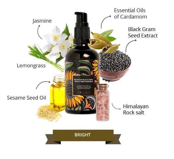 Balayah bright body oil with ingredients