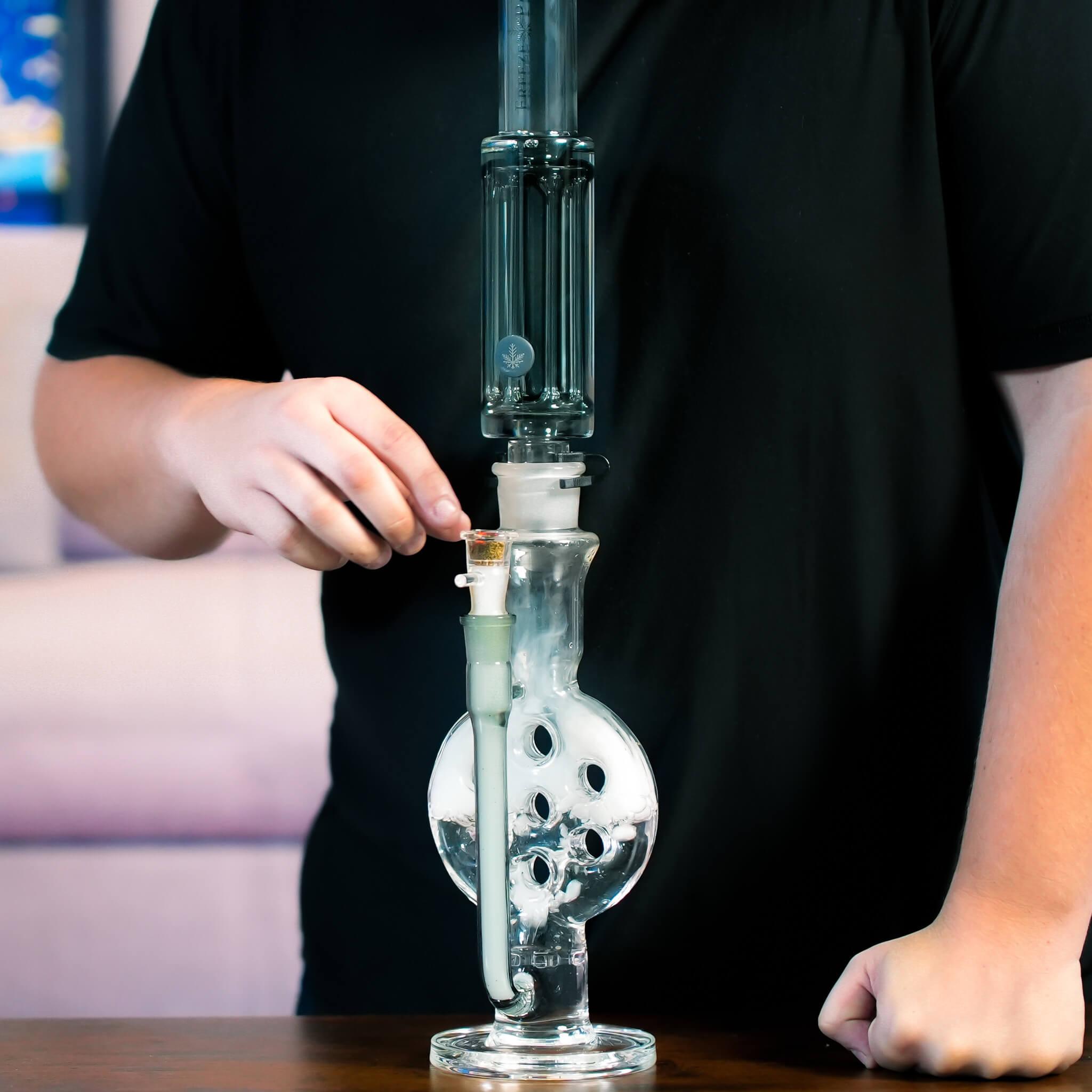 swiss perc bong being smoked