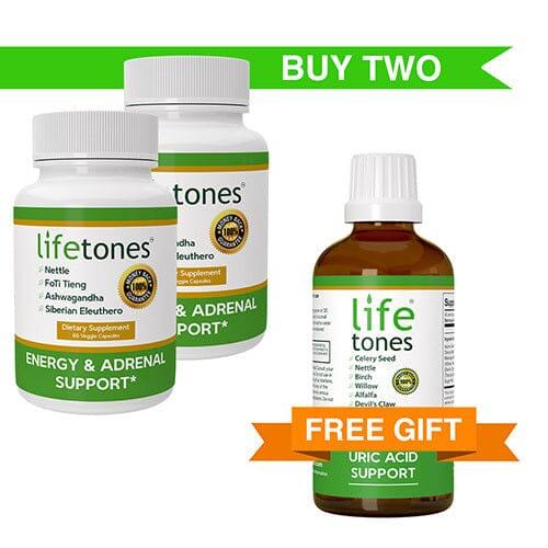 two bottles of Energy & Adrenal Support Capsules