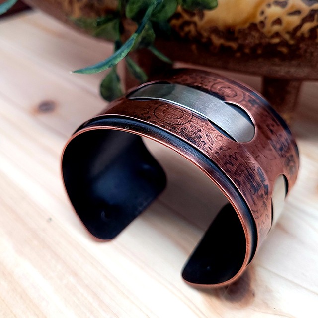 Mixed Metal Copper and Argentium Silver Cuff Bracelet by Junebug Jewelry Designs