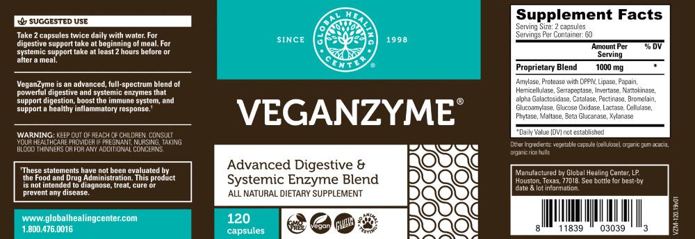 Global Healing Veganzyme Label