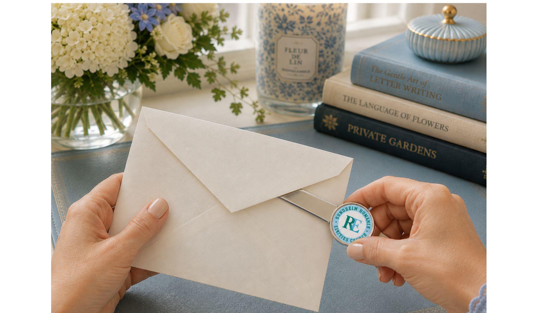 custom letter opener used to open an envelope