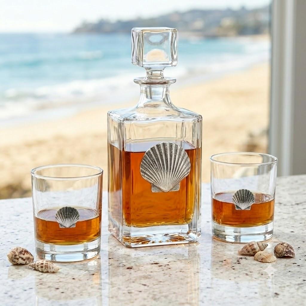 seashell decanter set gift for beach lover