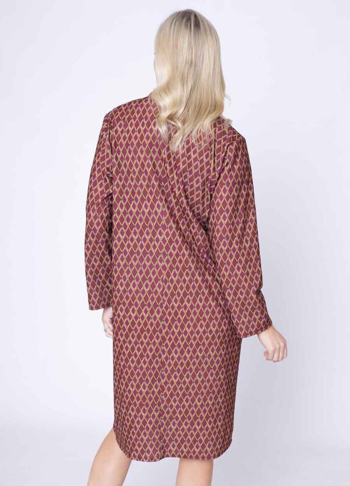 V Neck Diamond Pocket Dress in Wine