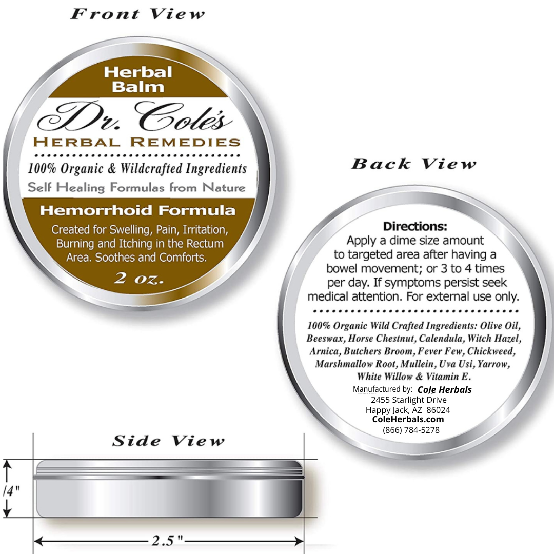 Dr. Coles Hemorrhoid Balm front and back view