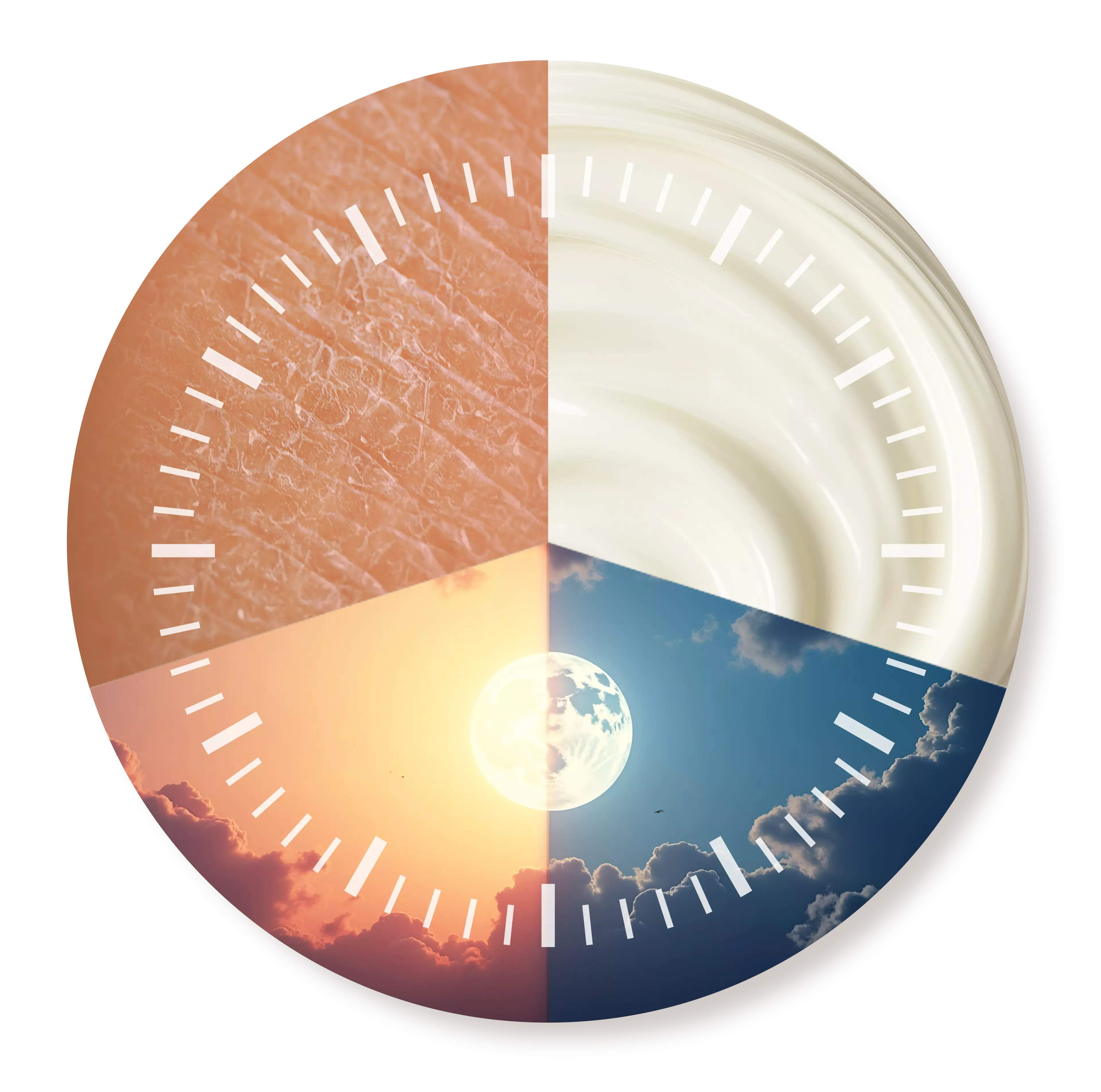 Skin texture, Cream texture and a visual of Day and Night