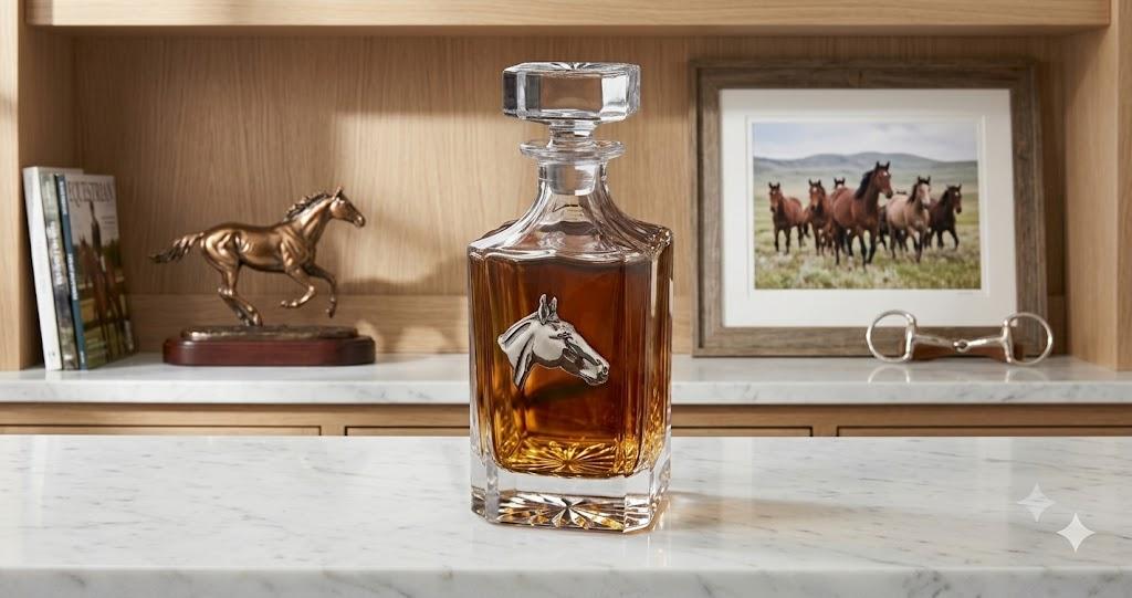 Silver Horse Head Medallion Decanter