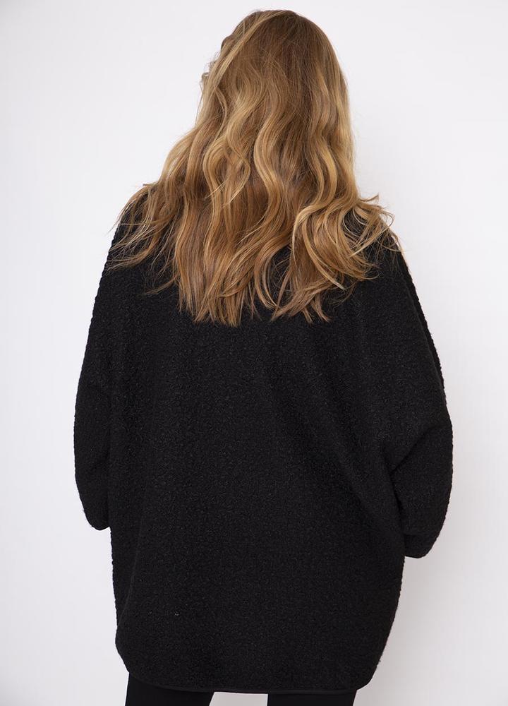 Black Trim Poodle Cardi in Black