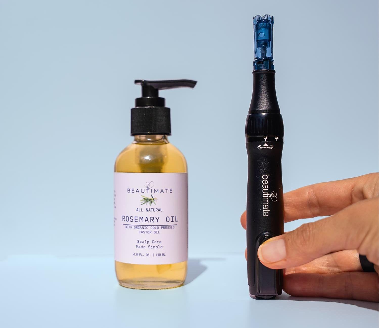 rosemary oil and microenedle pen for hair growth