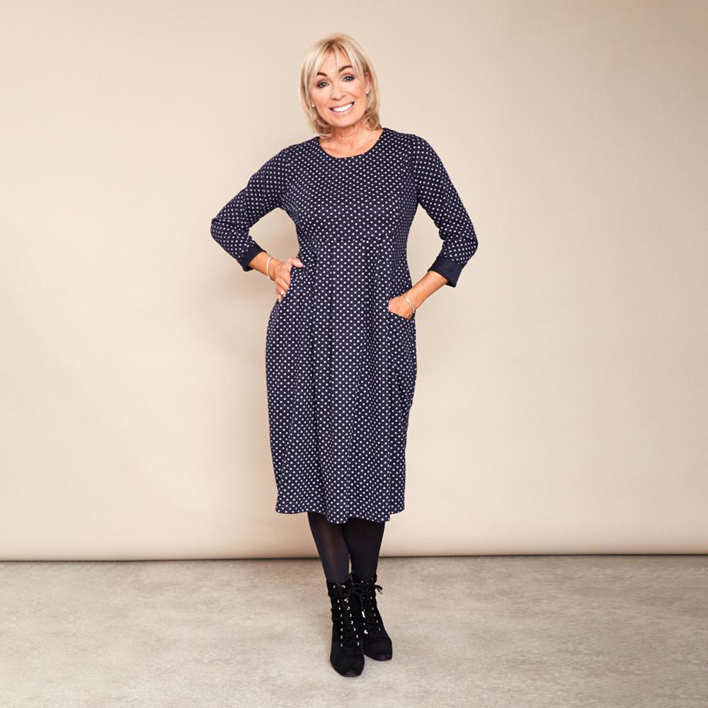 Zoe Polka Dot Dress (Navy)