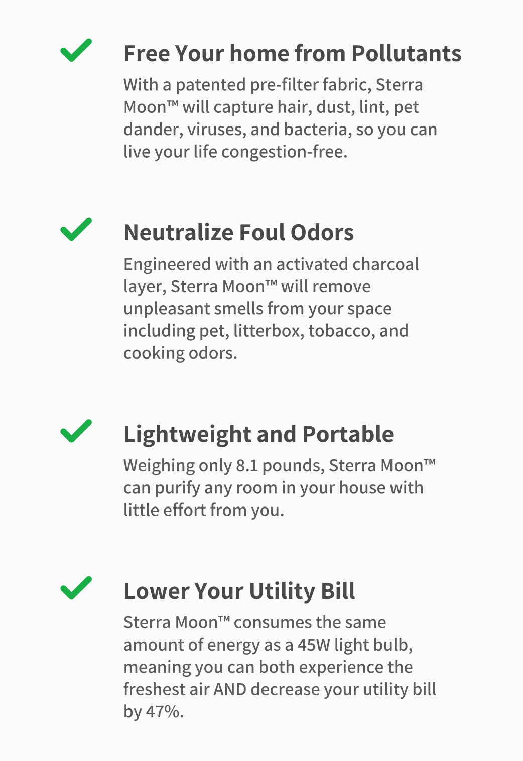 Sterra Moon™ Air Purifier Eliminate allergens. Breathe clean. Breath