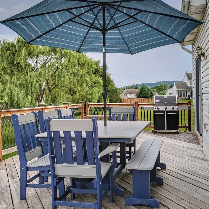 Blue and Gray Outdoor Dining Set
