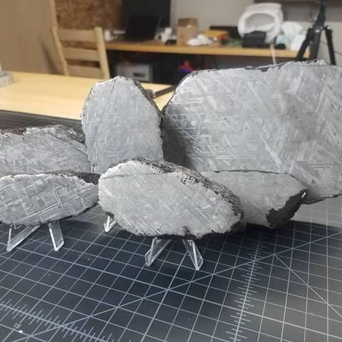 Meteorite jewelry is uniquely etched with the the Widmanstätten pattern