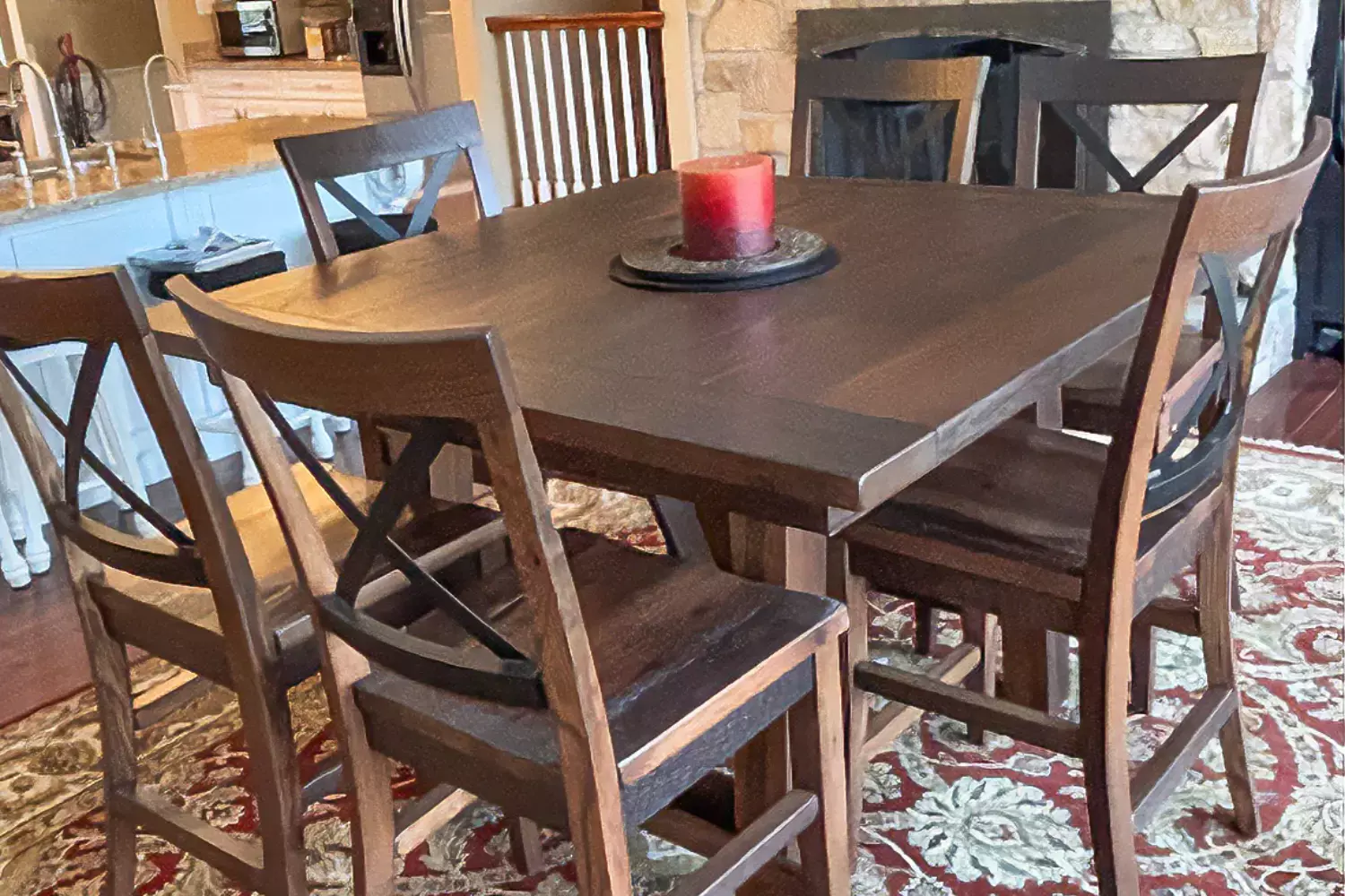 Reclaimed Wood Counter Height Table and Stools