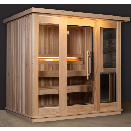 image of a sauna made with Canadian Hemlock which is a durable sauna wood type