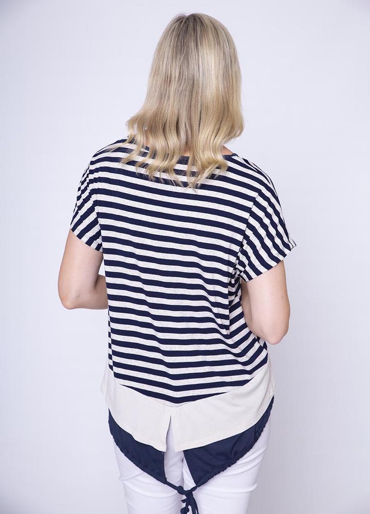 Stripe Tie Back Top Navy