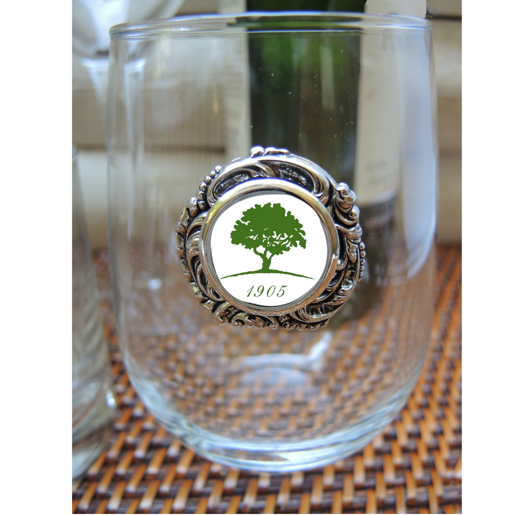 Stemless Wine Glass with Golf Club Logo