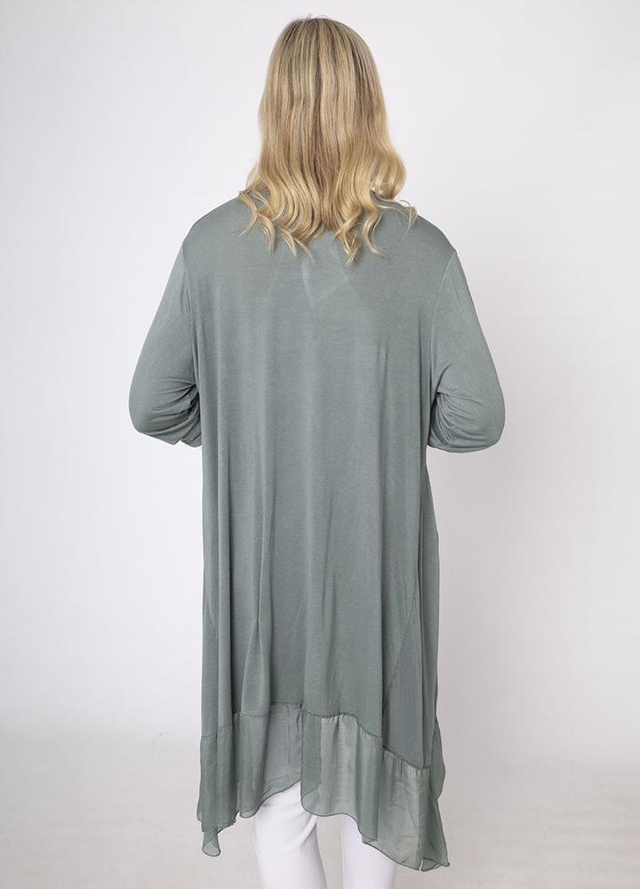 Long Button Sleeve Silk Cardi
