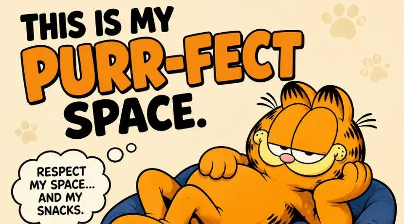 garfield graphic saying this is my purr-fect space