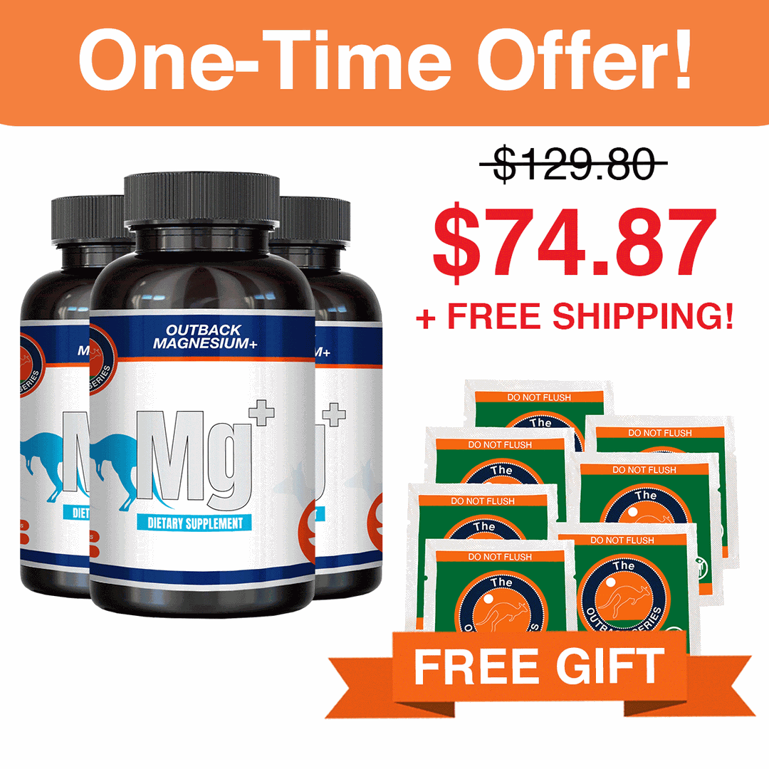 3 Bottles of Mg+ and FREE 7-Day Pack of Outback Oil Sachets