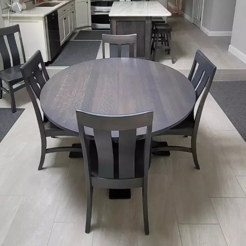 Custom Quartersawn Oak Gray Round Dining Table (Granby)