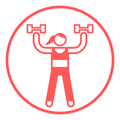 A girl wearing exercise gear while lifting dumbells.