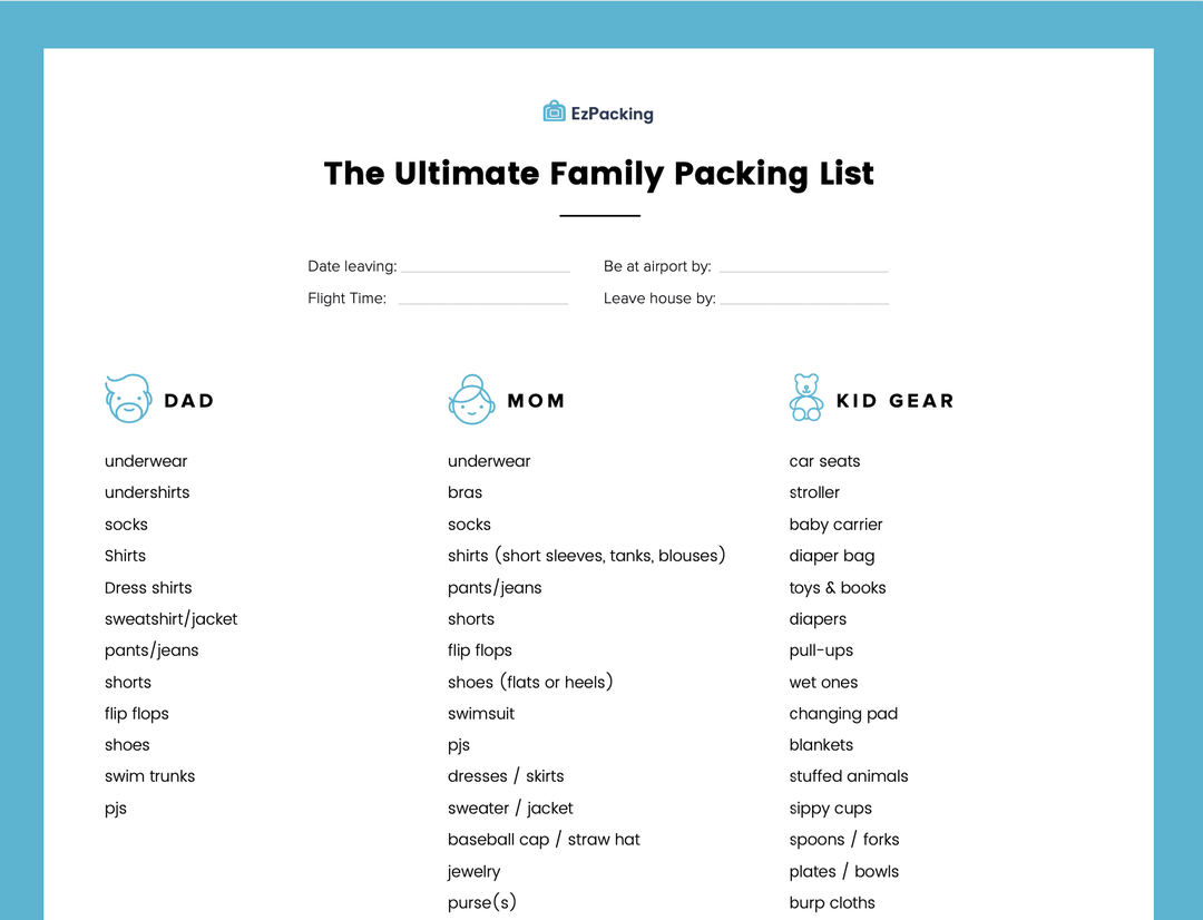 The Ultimate Family Packing List – EzPacking, Inc