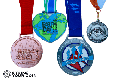 4 custom medals hanging