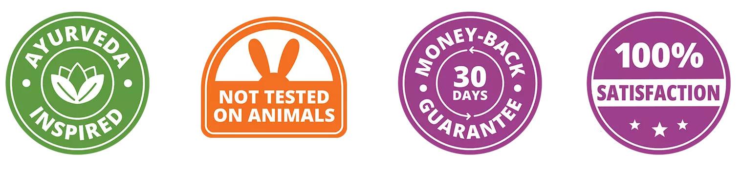 Ayurveda Inspired | Not tested on Animals | 30 days money back guarantee | Free shipping | 100% satisfaction desktop