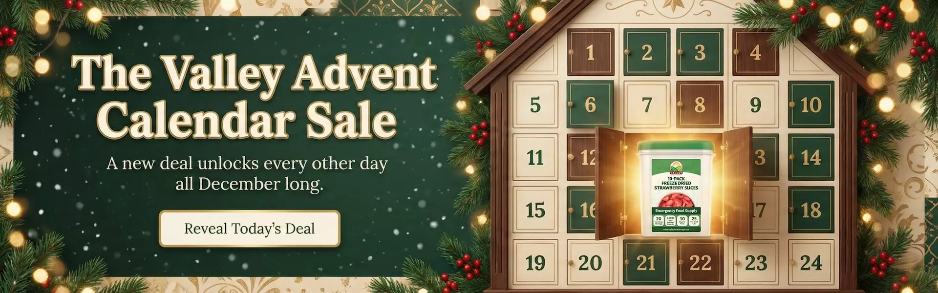The Valley advent calendar sale. a new special offer every other day valley food storage