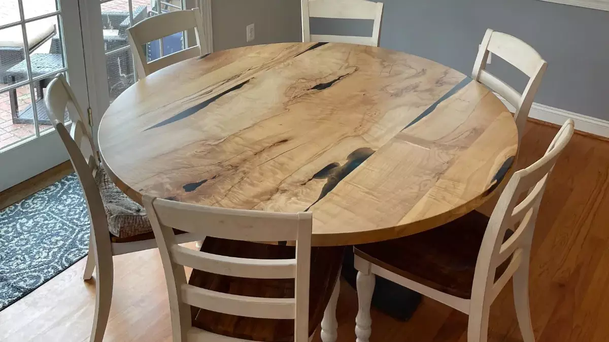 Round Epoxy Maple Dining Table