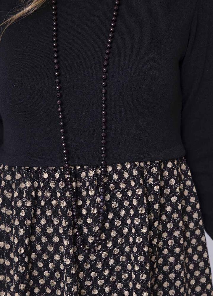 Polka Dot Jersey Dress & Necklace in Gold