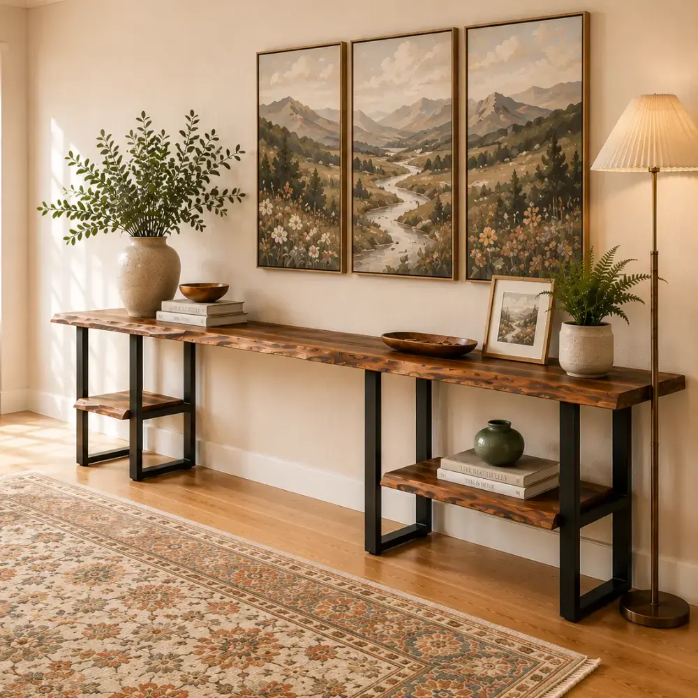 live edge console table