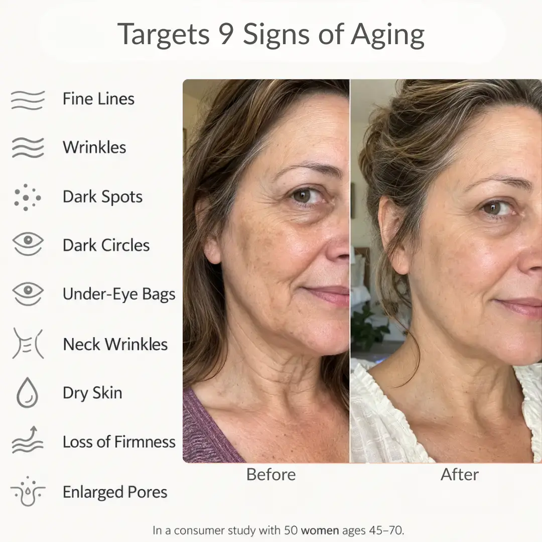 Strateva RX all in one anti aging serum targets wrinkles, dark spots, dark circles, fine lines, eye bags