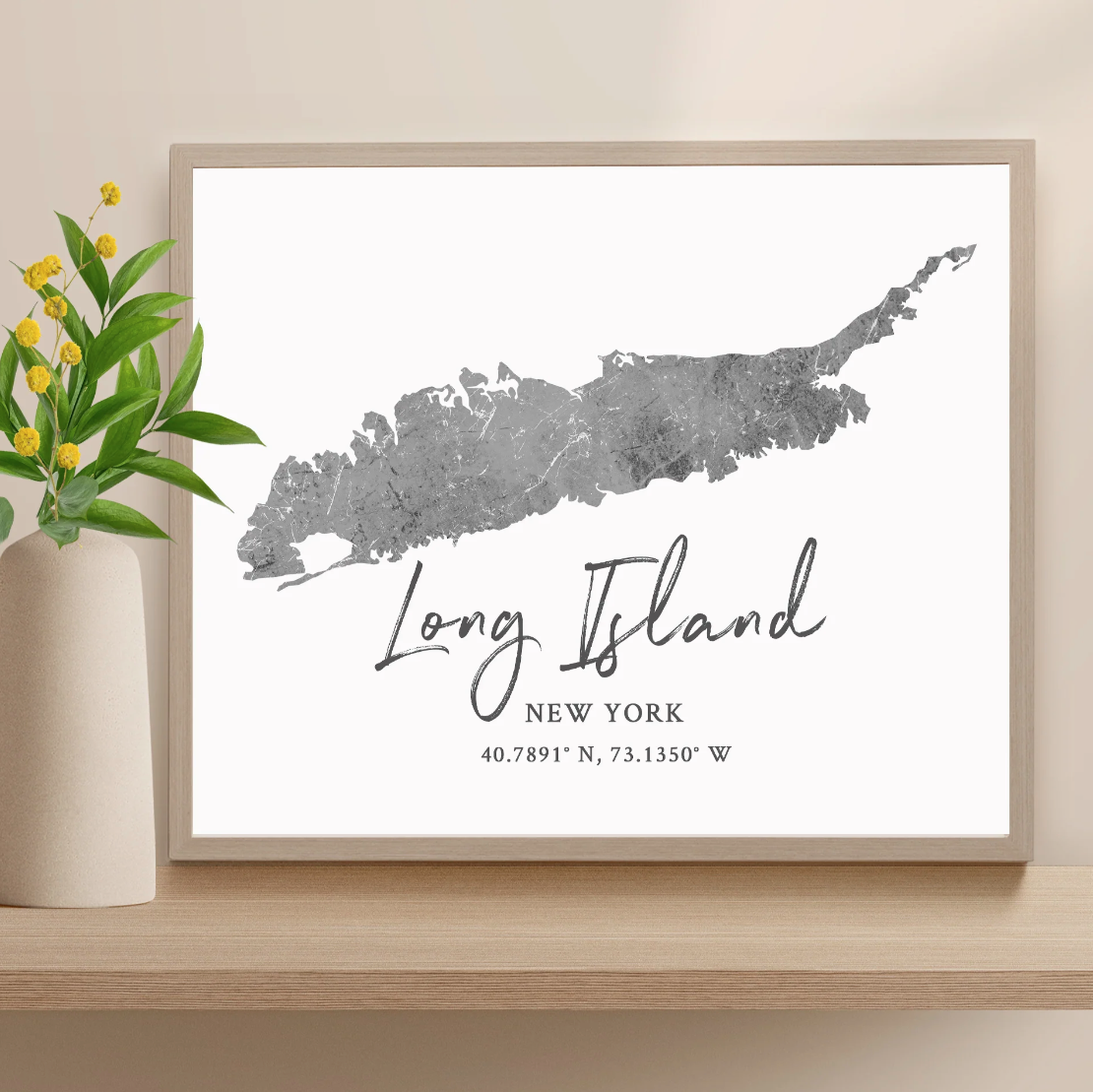 Long Island, NY State Map Silhouette print